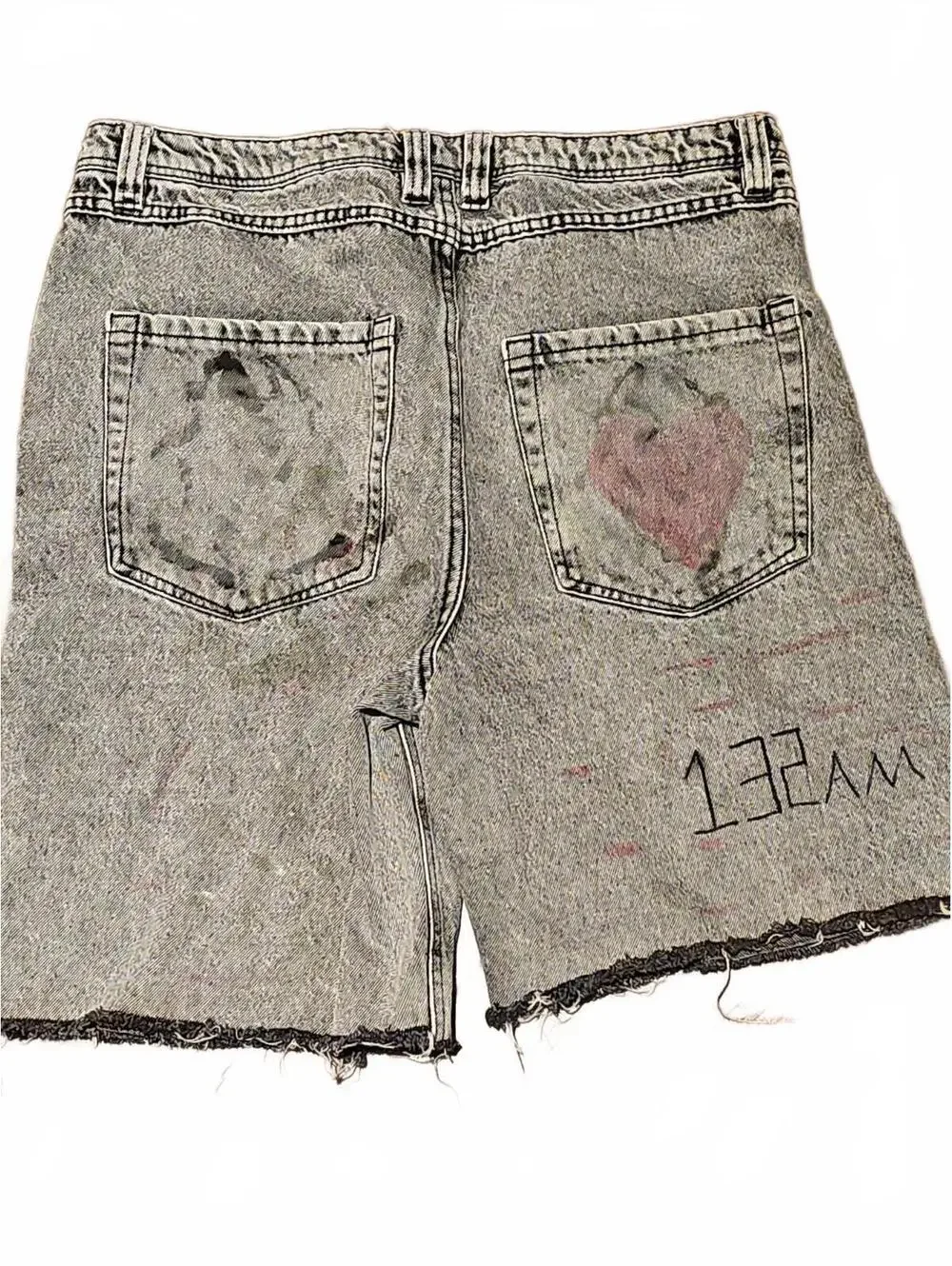 Empyre Men’s Shorts 36 Black Denim Custom Hand Painted Skater Jeans Y2K Thrashed